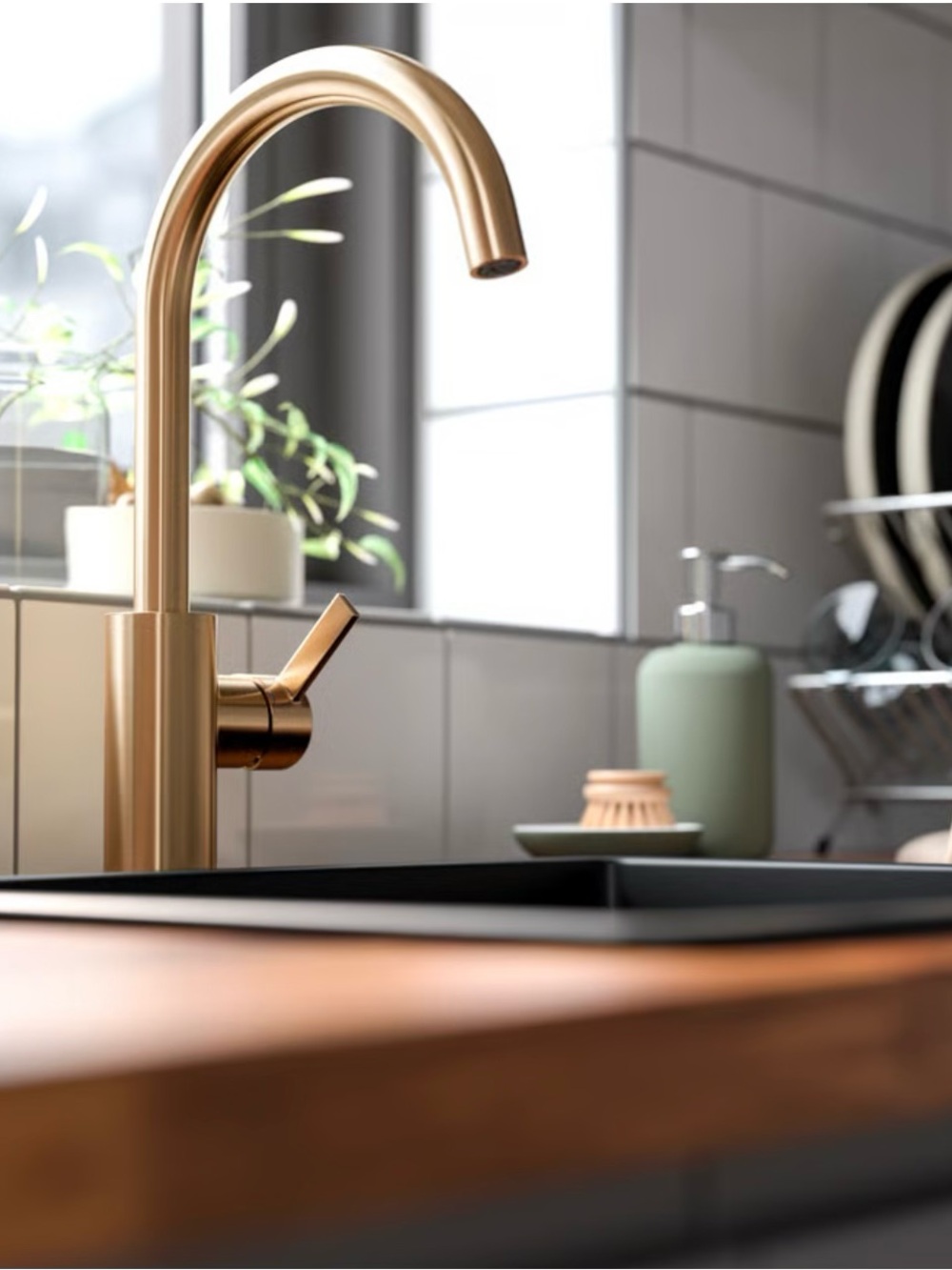 IKEA Gold Single-Handle Kitchen Faucet